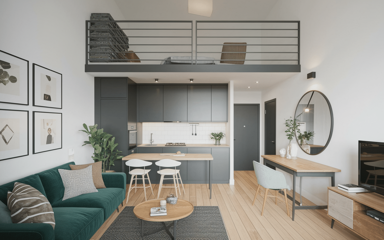 aménagement petite maison 50m2 coin nuit séparé cuisine optimisée