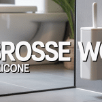 brosse wc silicone blanche sur support élégant salle de bain