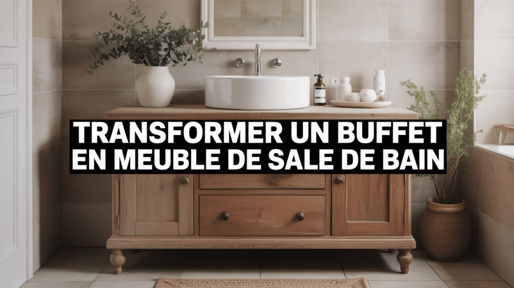 buffet transformé en meuble de salle de bain élégant avec vasque moderne