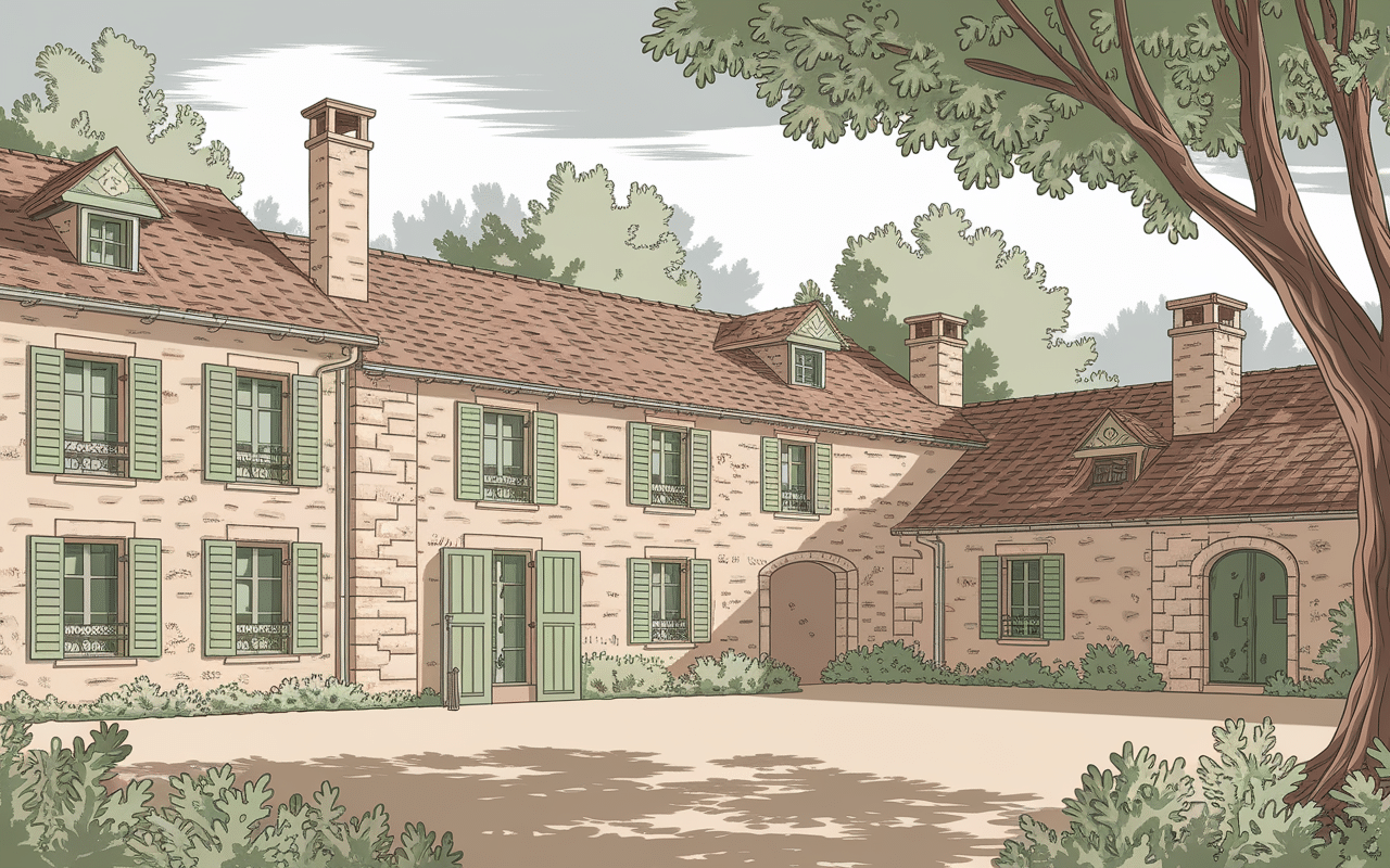 hameau a vendre ensemble batiments pierre cour pavee