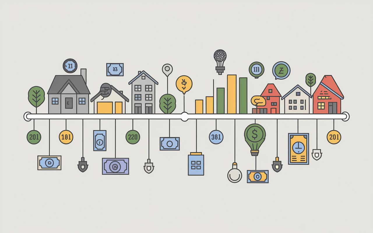 Timeline historique taux immobilier 1970 à aujourd'hui
