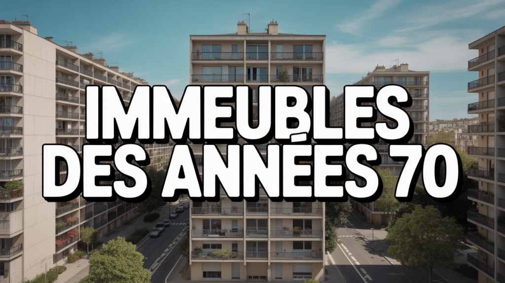 Vue urbaine immeuble année 70 façades béton balcons