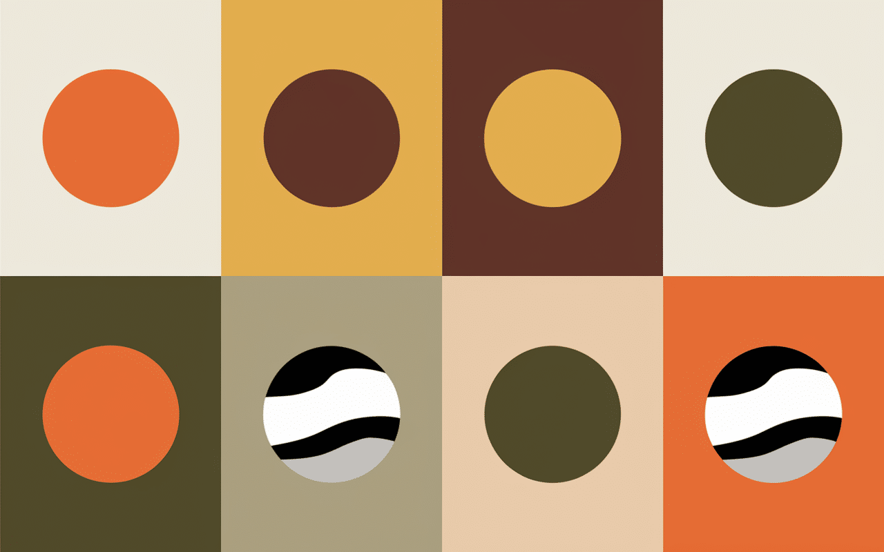 Palette couleurs et formes rondes lampe année 70