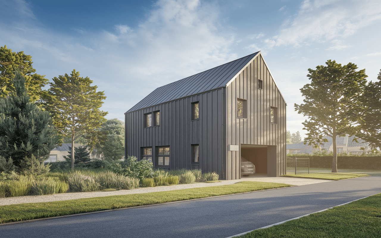 Schéma technique maison avec garage en sous sol