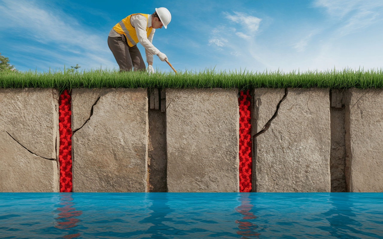 Schéma pression hydrostatique avant après drain pour mur de soutènement