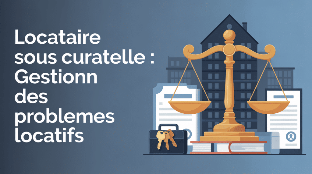 Balance justice et clés symbole problème locataire sous curatelle