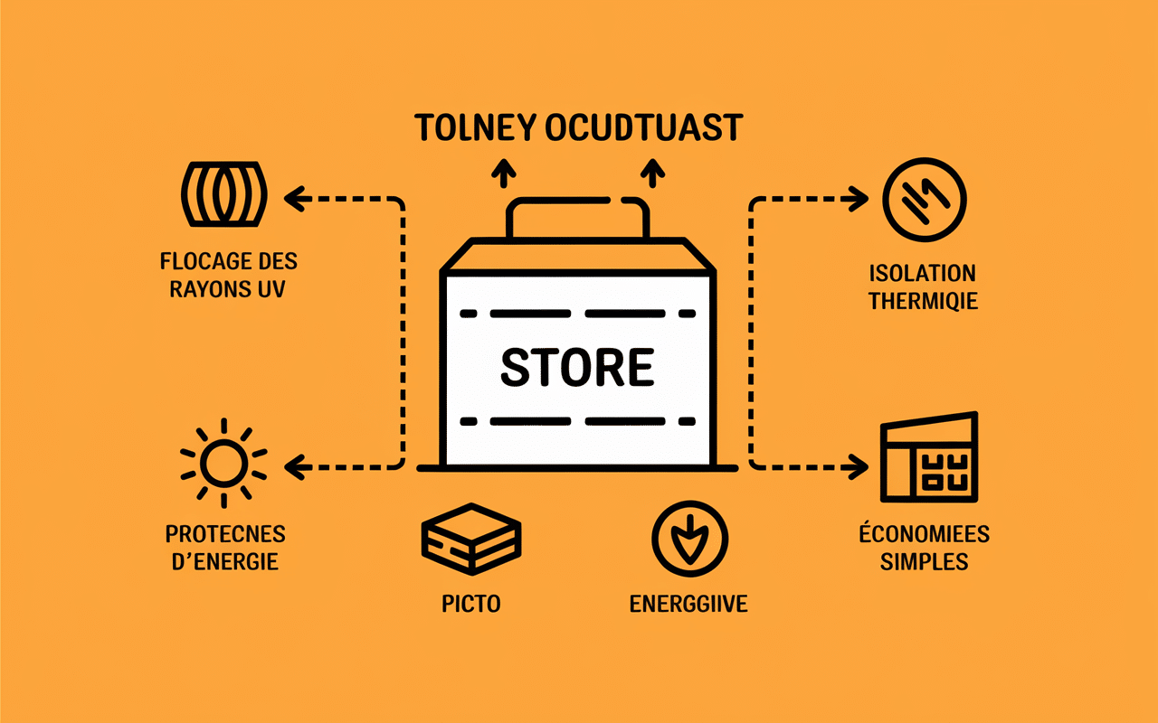 Schéma avantages store occultant Toiciel isolation thermique énergie