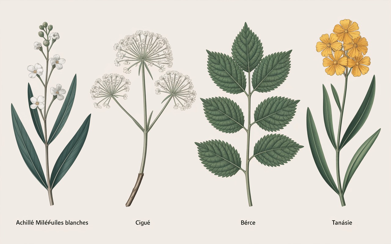 Comparaison confusion achillée millefeuille plantes toxiques