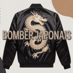 bomber japonais noir broderie dragon doré moderne