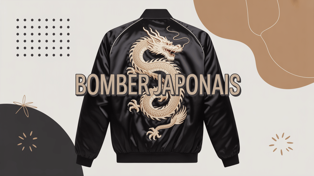 bomber japonais noir broderie dragon doré moderne