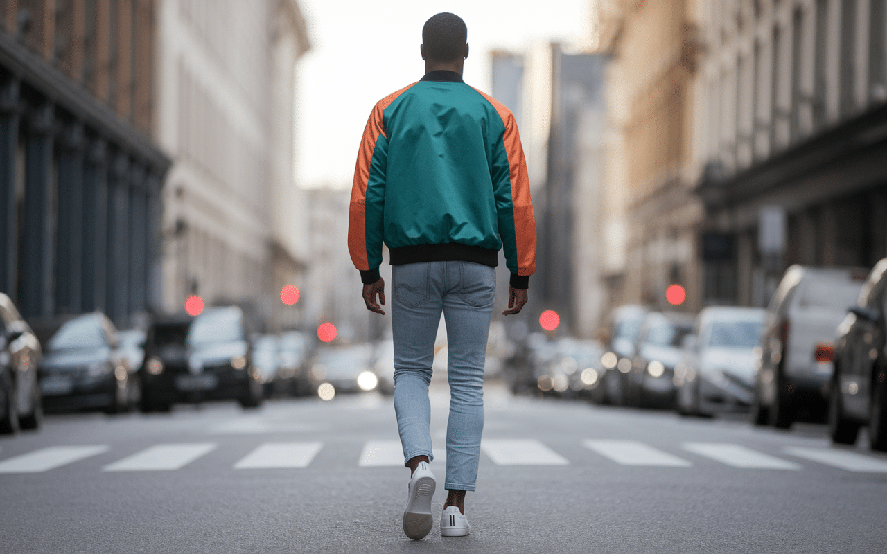 bomber japonais brodé homme urbain jeans baskets