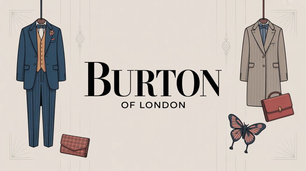 costume burton of london sur cintre avec style britannique