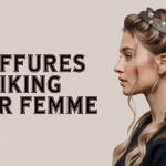 Coiffure viking femme tresses anneaux perles profil