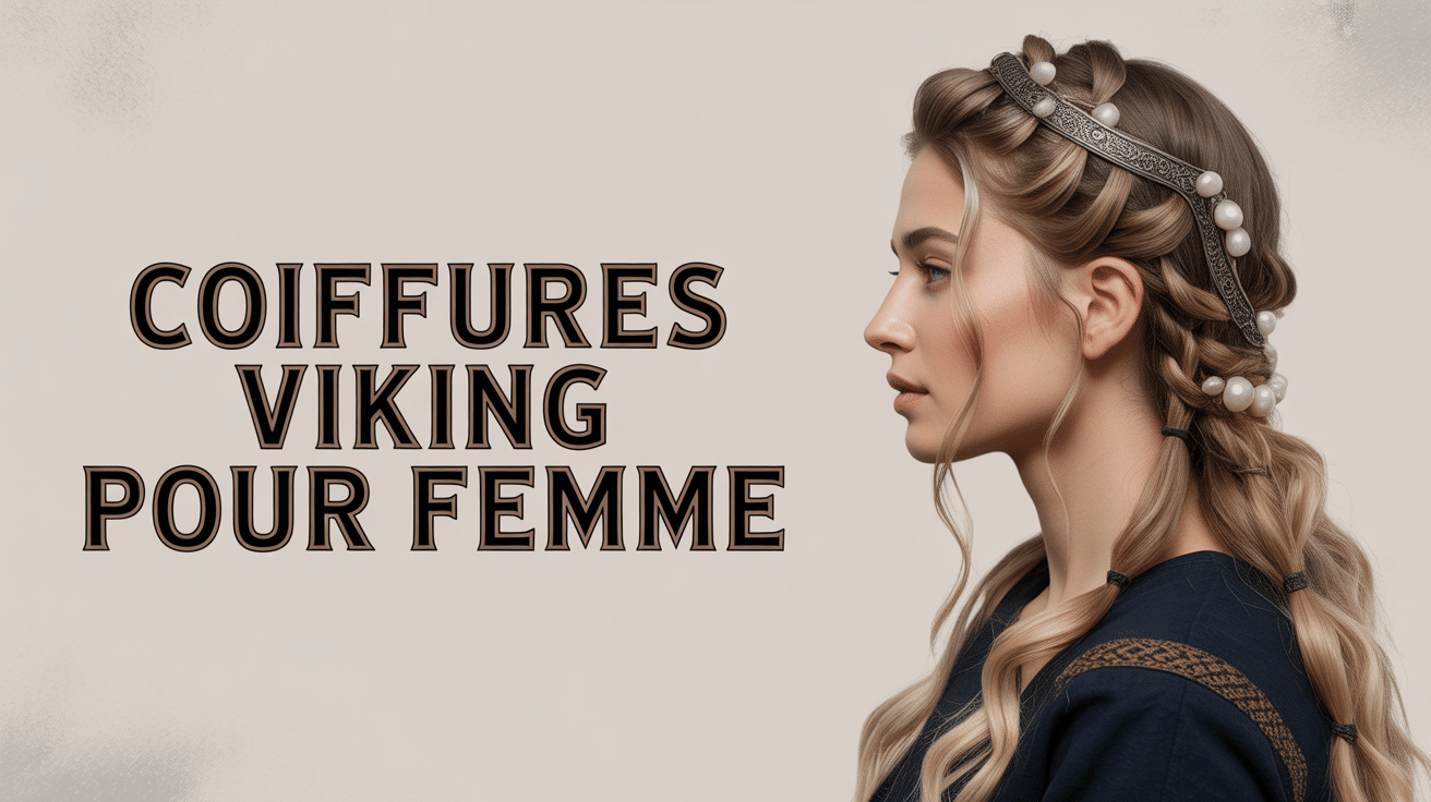 Coiffure viking femme tresses anneaux perles profil