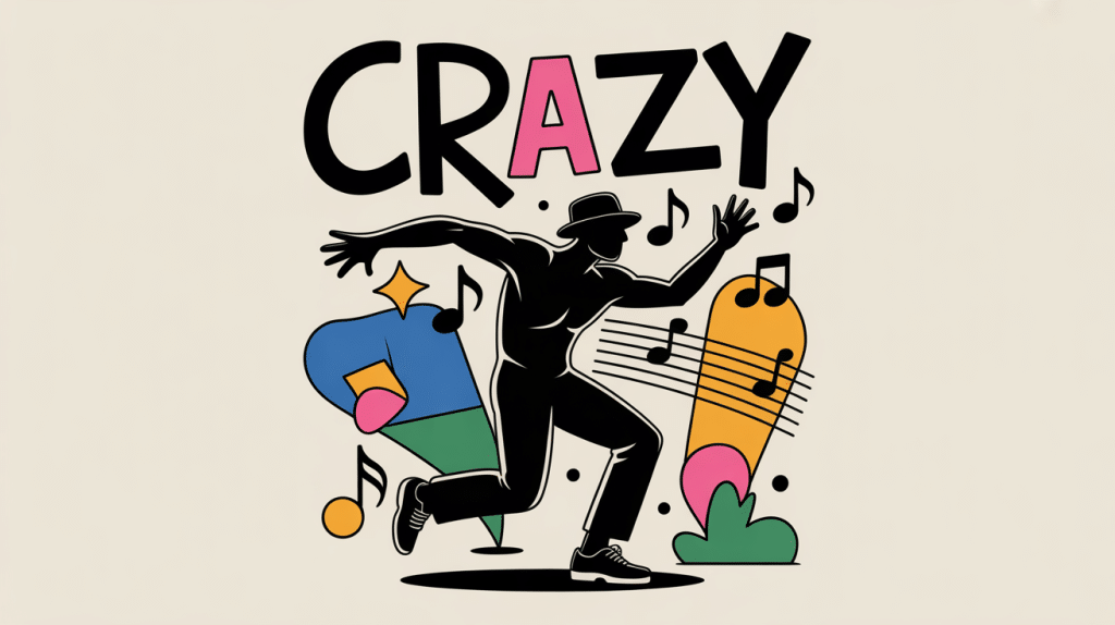 crazy man silhouette artistique dansant coloré pop art