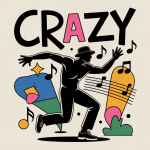 crazy man silhouette artistique dansant coloré pop art