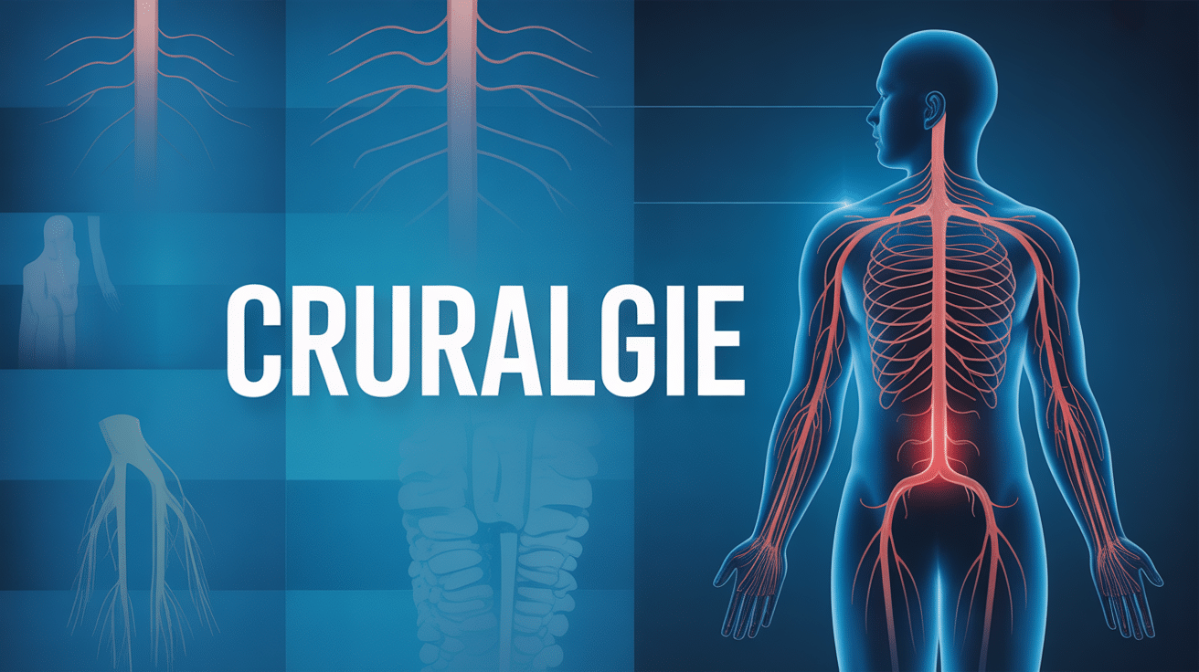 Schéma nerf crural avec cruralgie mouvements à éviter