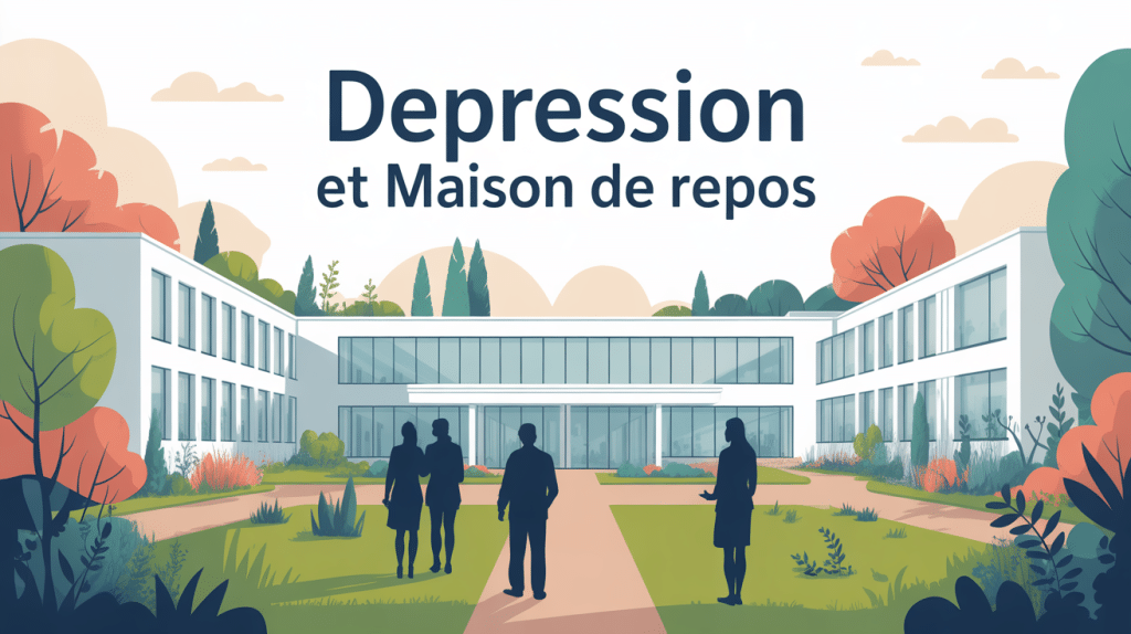Illustration clinique moderne jardin calme depression maison de repos