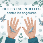Mains avec engelure et huiles essentielles