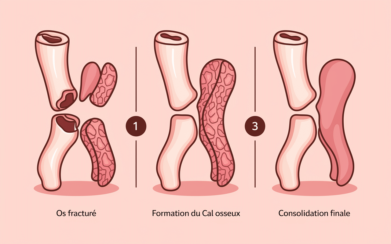 Schéma temps de guérison d'un orteil cassé