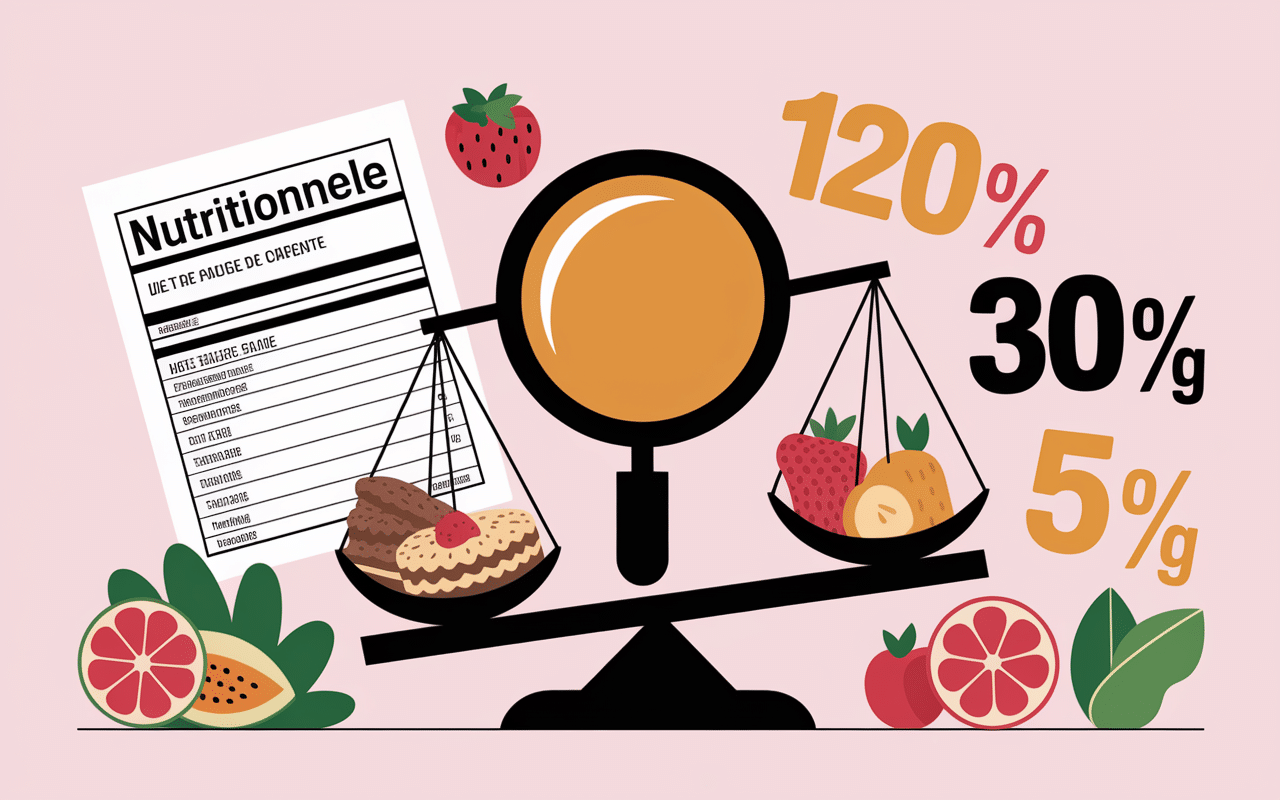 Étiquette nutrition de gateau peu calorique industriel sous loupe