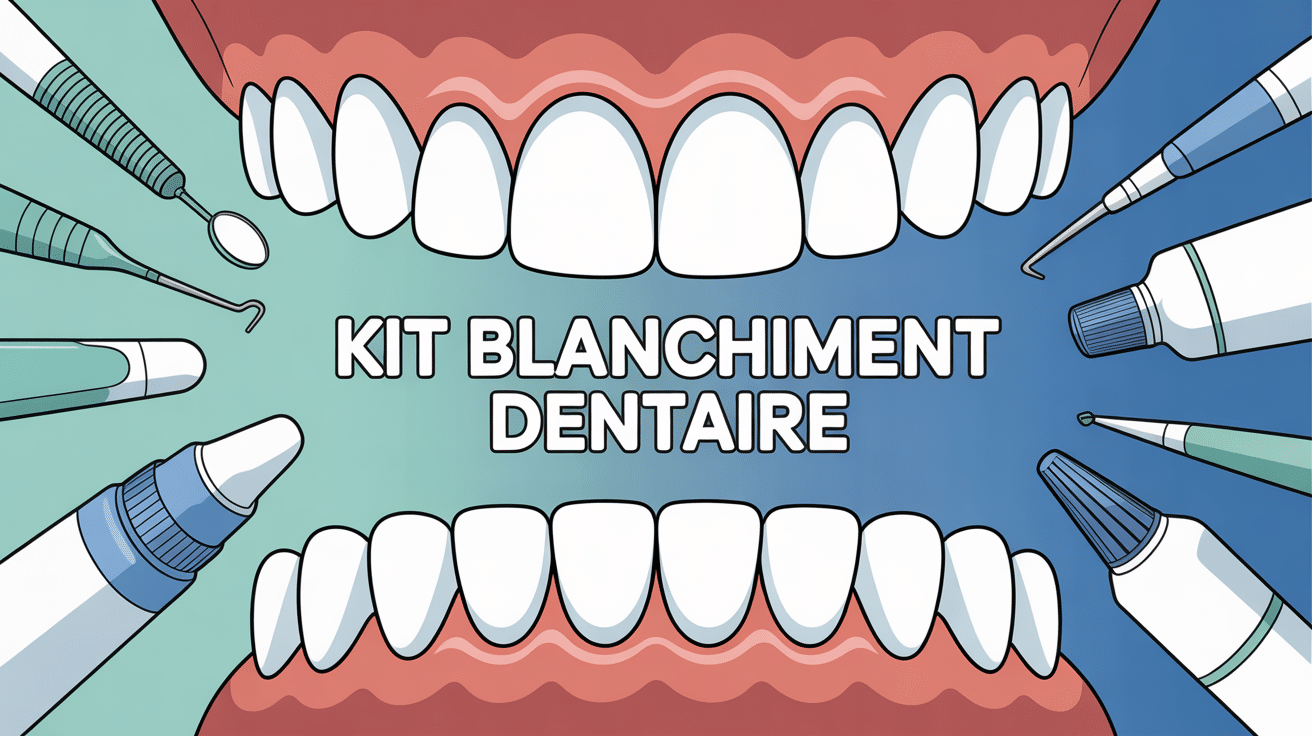 Dents blanches avec kit blanchiment dentaire produits