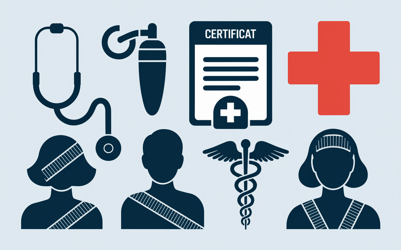 Motif valable pour dispense de sport symboles médicaux certificat