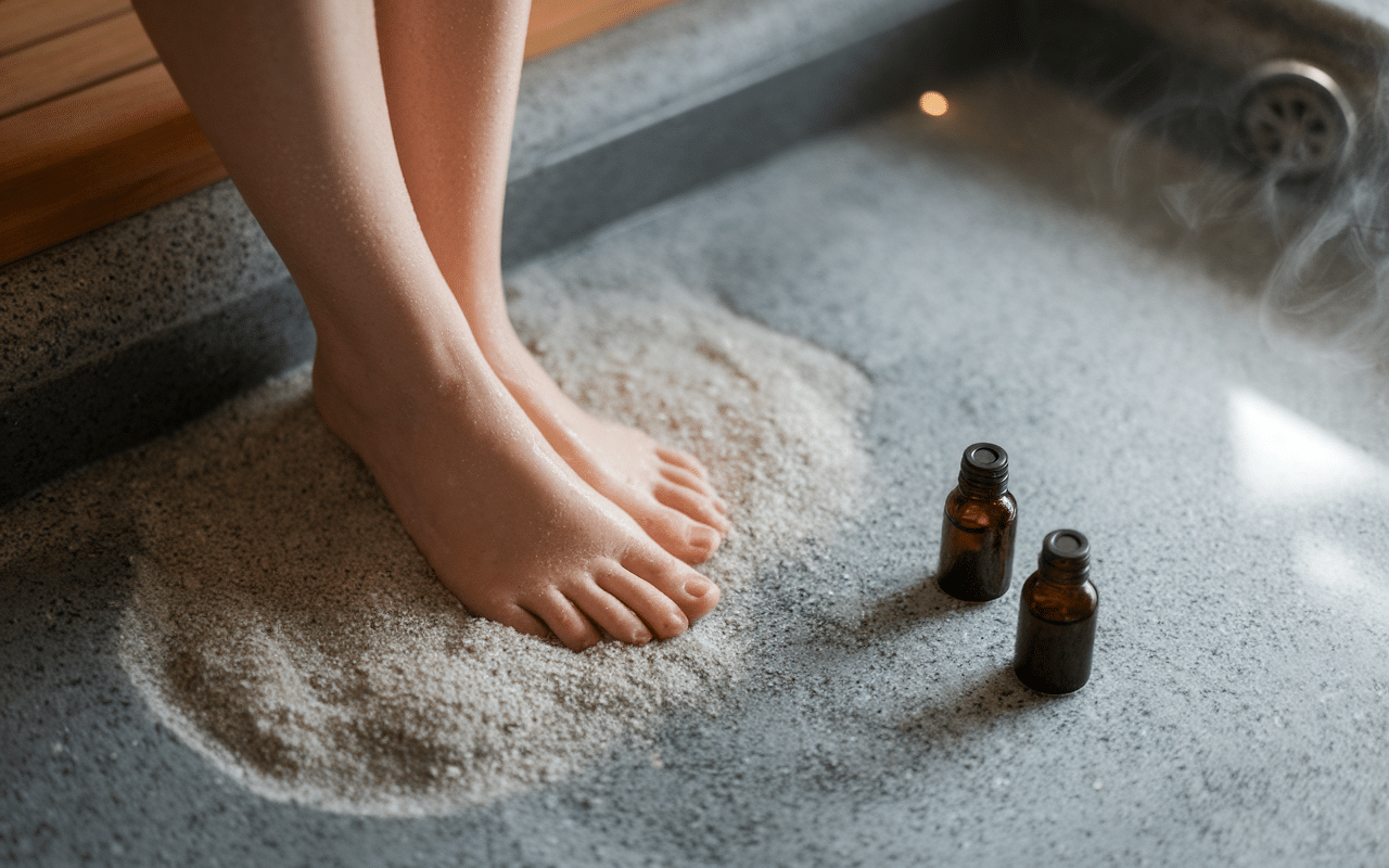 Pied qui brûle remède de grand-mère, bain de pieds au sel