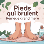 Pied qui brûle remède de grand-mère, illustration relaxante