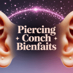 Piercing conch bienfaits anneau doré oreille gros plan