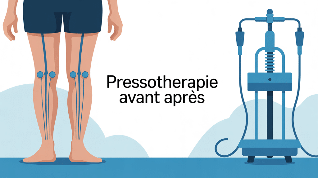 Pressothérapie avant après jambes circulation et résultats visuels
