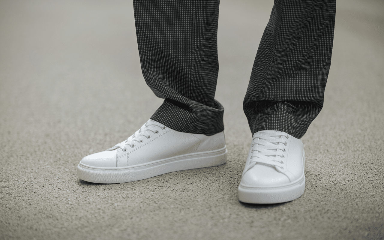 Pieds costume baskets blanches quelle basket avec un costume