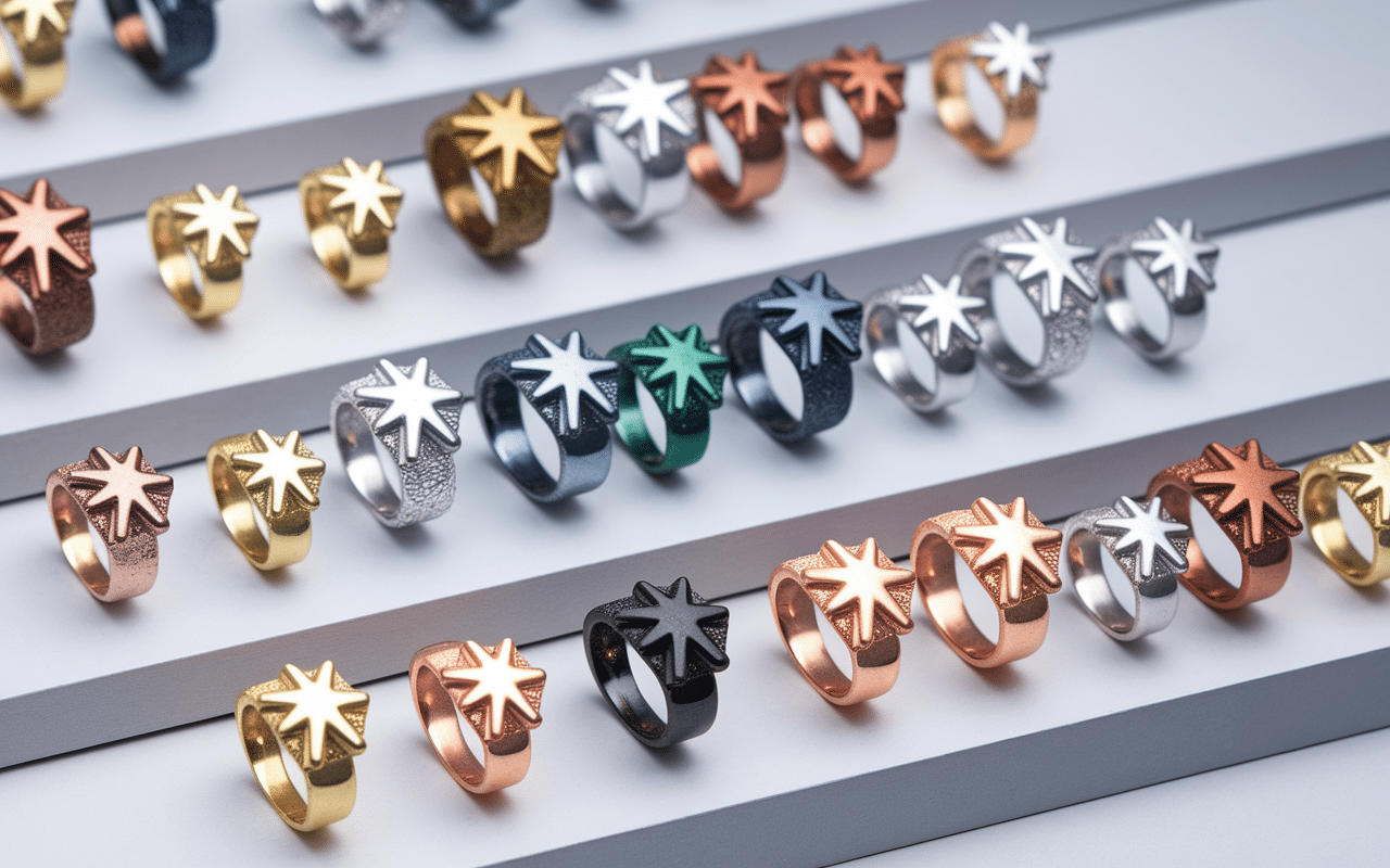 Bagues ring with stars matériaux pierres variés