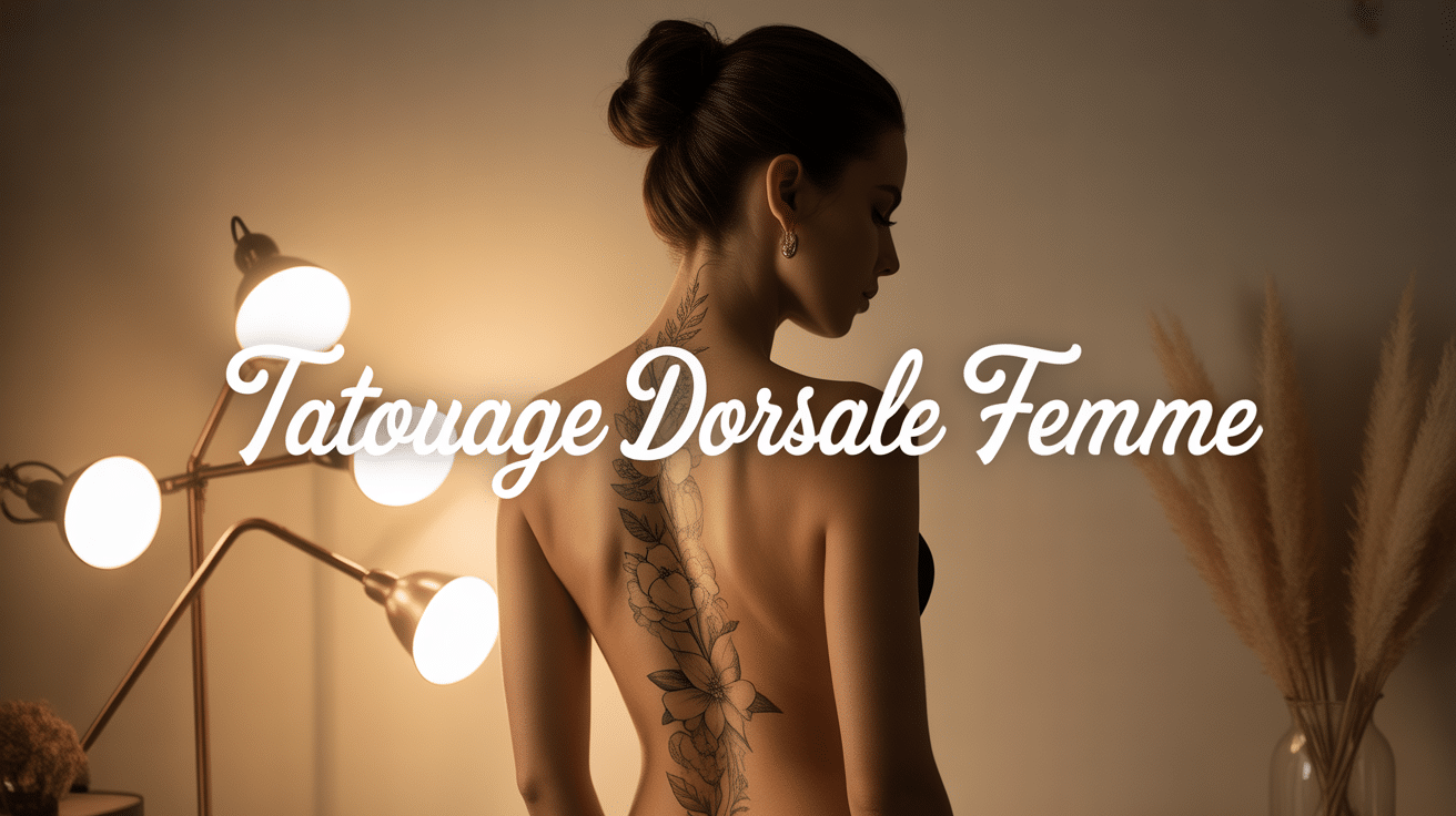 tatouage dorsale femme motif floral delicate
