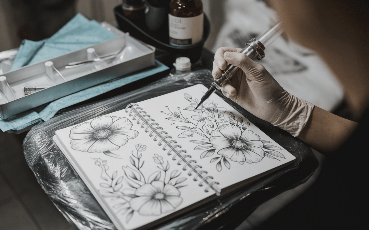 tatouage dorsale femme salon preparation materiel