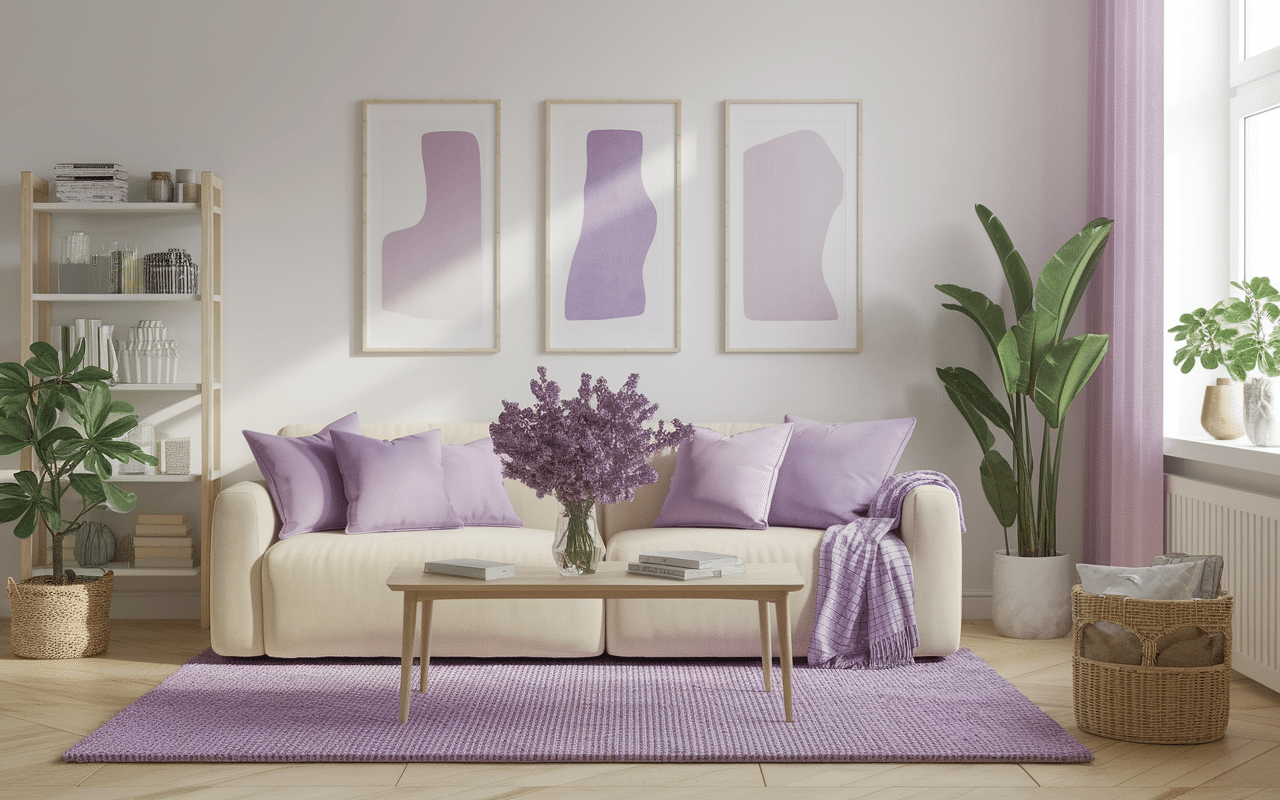 Vogue lilas déco salon ambiance pastel chic