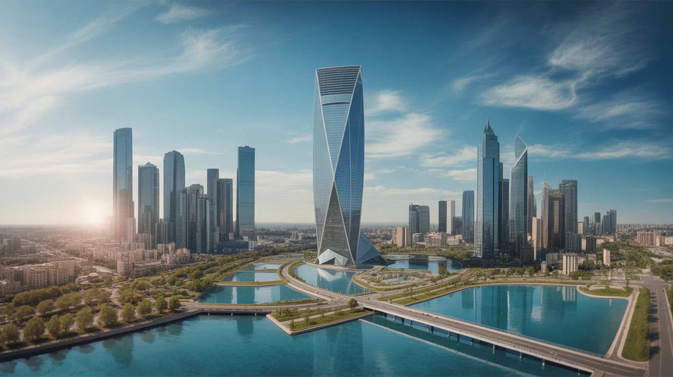 Vue panoramique Almas Tower quartier JLT