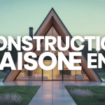 Construction maison en a bois moderne vue extérieure