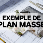 exemple de plan masse avec maison moderne vu du dessus