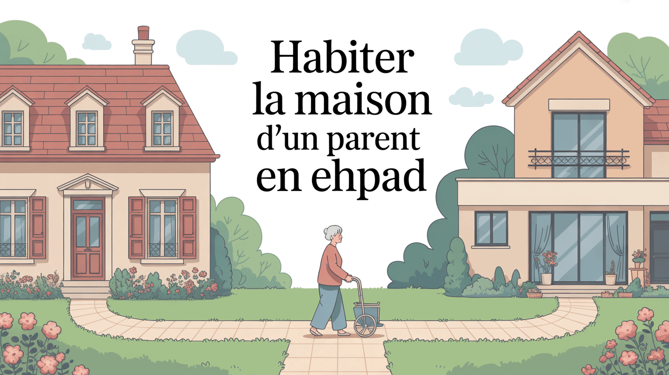 habiter la maison d'un parent en ehpad illustration facade et ehpad