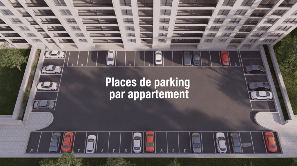 Vue aérienne loi place de parking par appartement immeuble moderne