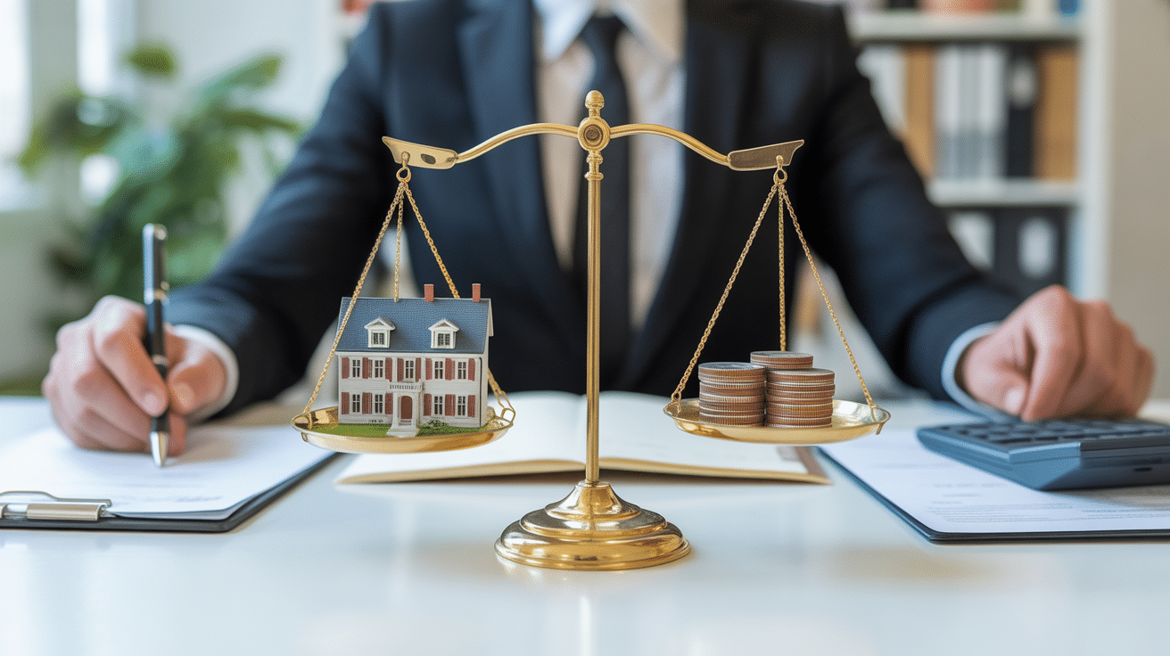 ne pas rembourser son prêt immobilier après la vente forum illustration balance