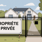 panneau propriété privée loi devant maison moderne