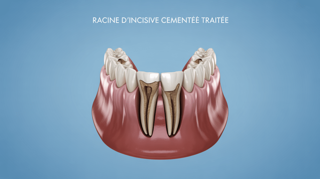 Illustration rict racine incisive couronne céramique