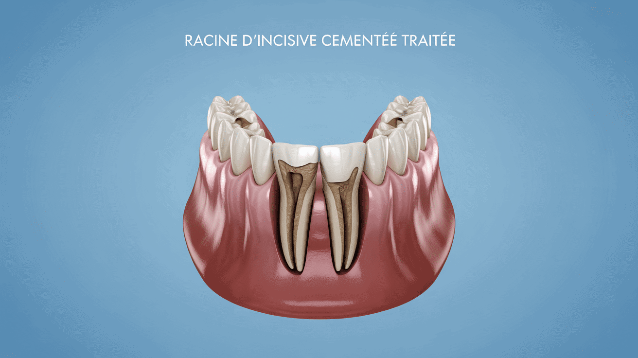 Illustration rict racine incisive couronne céramique