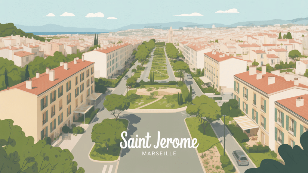 Vue aérienne quartier résidentiel Saint Jerome Marseille