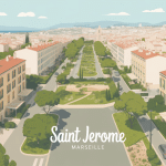 Vue aérienne quartier résidentiel Saint Jerome Marseille