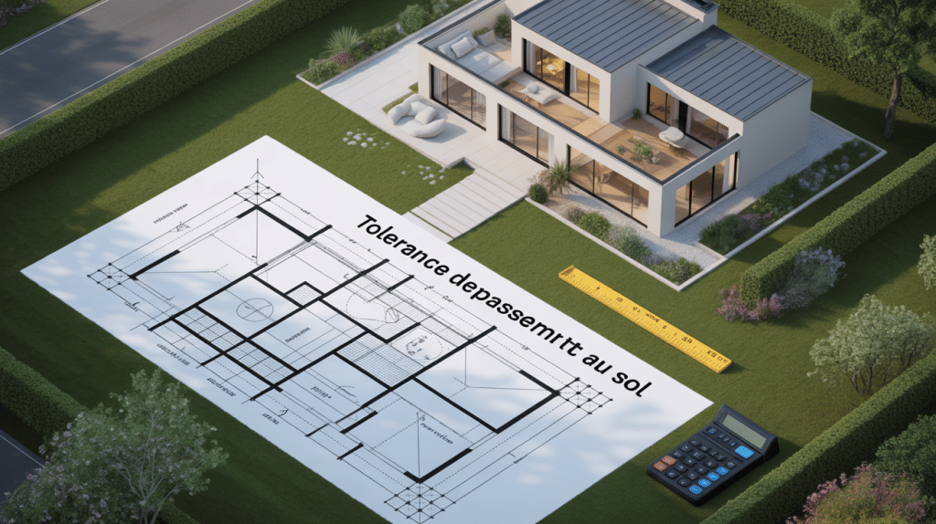Vue maison tolérance dépassement emprise au sol et plan