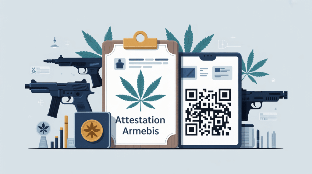 Illustration attestation armebis avec QR code et arme