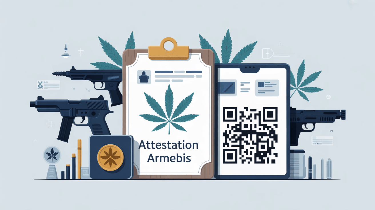 Illustration attestation armebis avec QR code et arme
